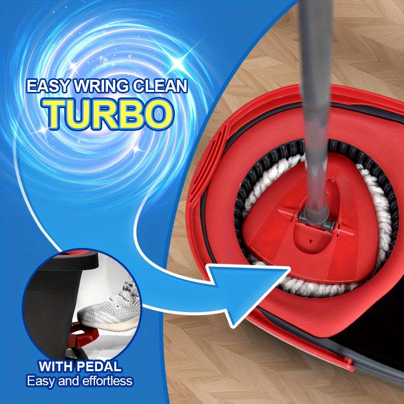 Spin Mop Set with 360° Rotating Bucket and Microfiber Pads for Easy Cleaning