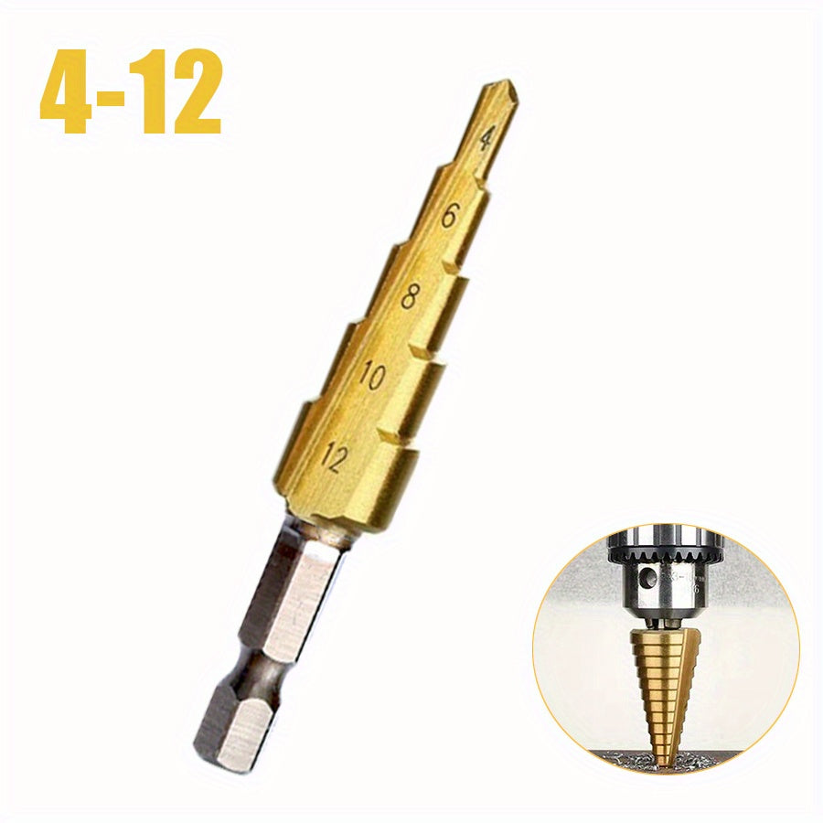 Metal Hex Core Drill Bit Set 1/4 Inch Tapered Step Drill 4-32mm