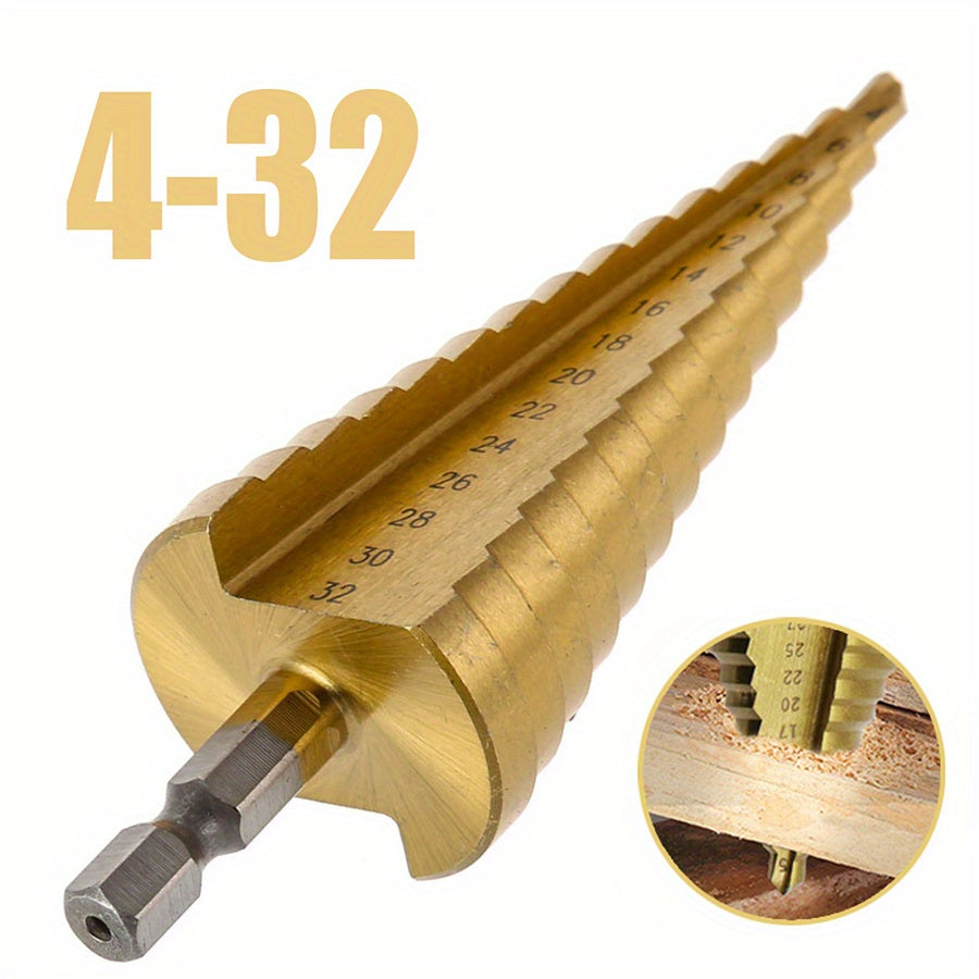 Metal Hex Core Drill Bit Set 1/4 Inch Tapered Step Drill 4-32mm
