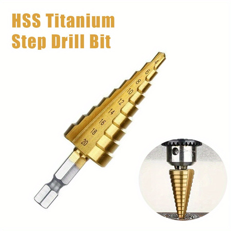 Metal Hex Core Drill Bit Set 1/4 Inch Tapered Step Drill 4-32mm