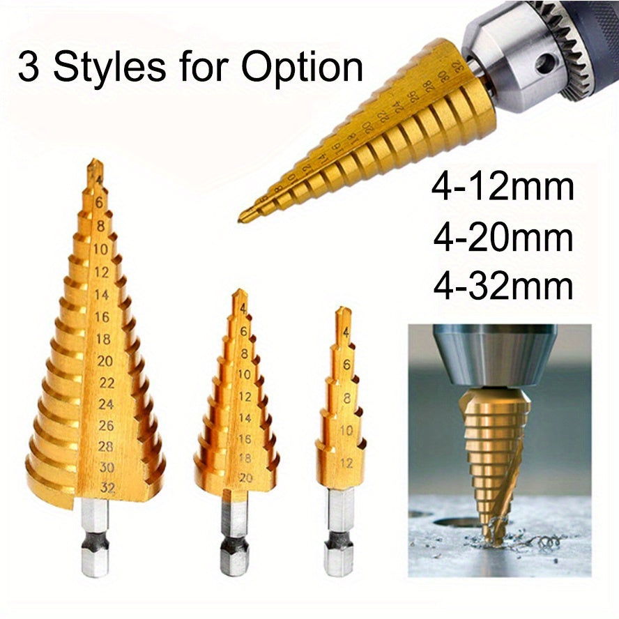 Metal Hex Core Drill Bit Set 1/4 Inch Tapered Step Drill 4-32mm