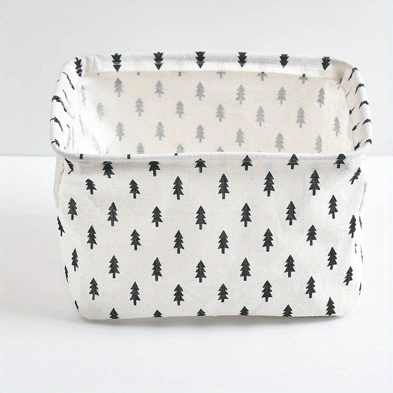 Foldable Fabric Storage Basket with Handle for Home Organization and Decoration
