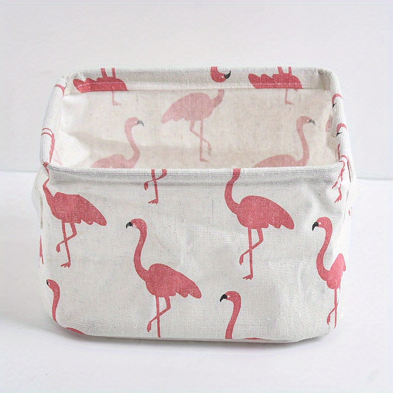 Foldable Fabric Storage Basket with Handle for Home Organization and Decoration