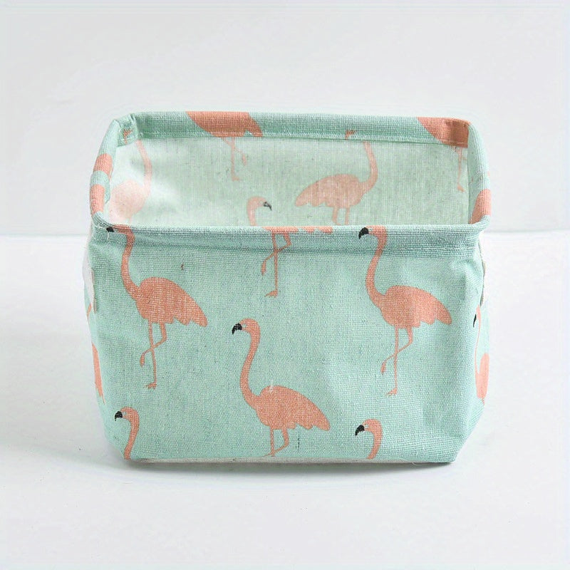 Foldable Fabric Storage Basket with Handle for Home Organization and Decoration