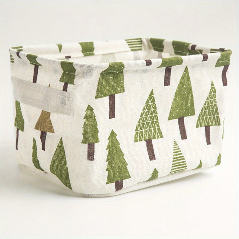 Foldable Fabric Storage Basket with Handle for Home Organization and Decoration