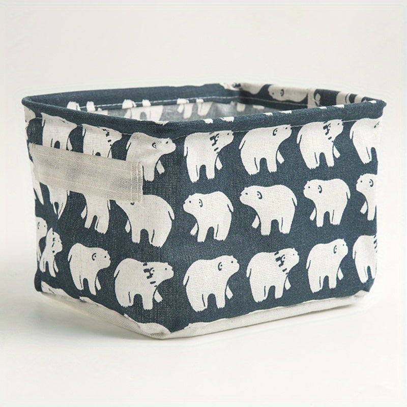 Foldable Fabric Storage Basket with Handle for Home Organization and Decoration