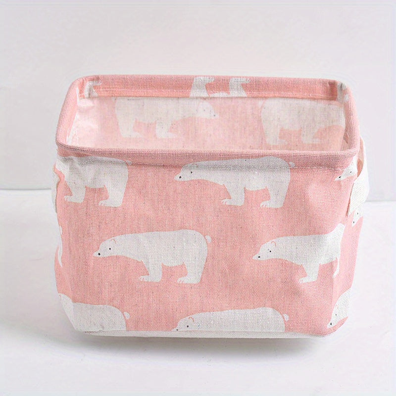 Foldable Fabric Storage Basket with Handle for Home Organization and Decoration