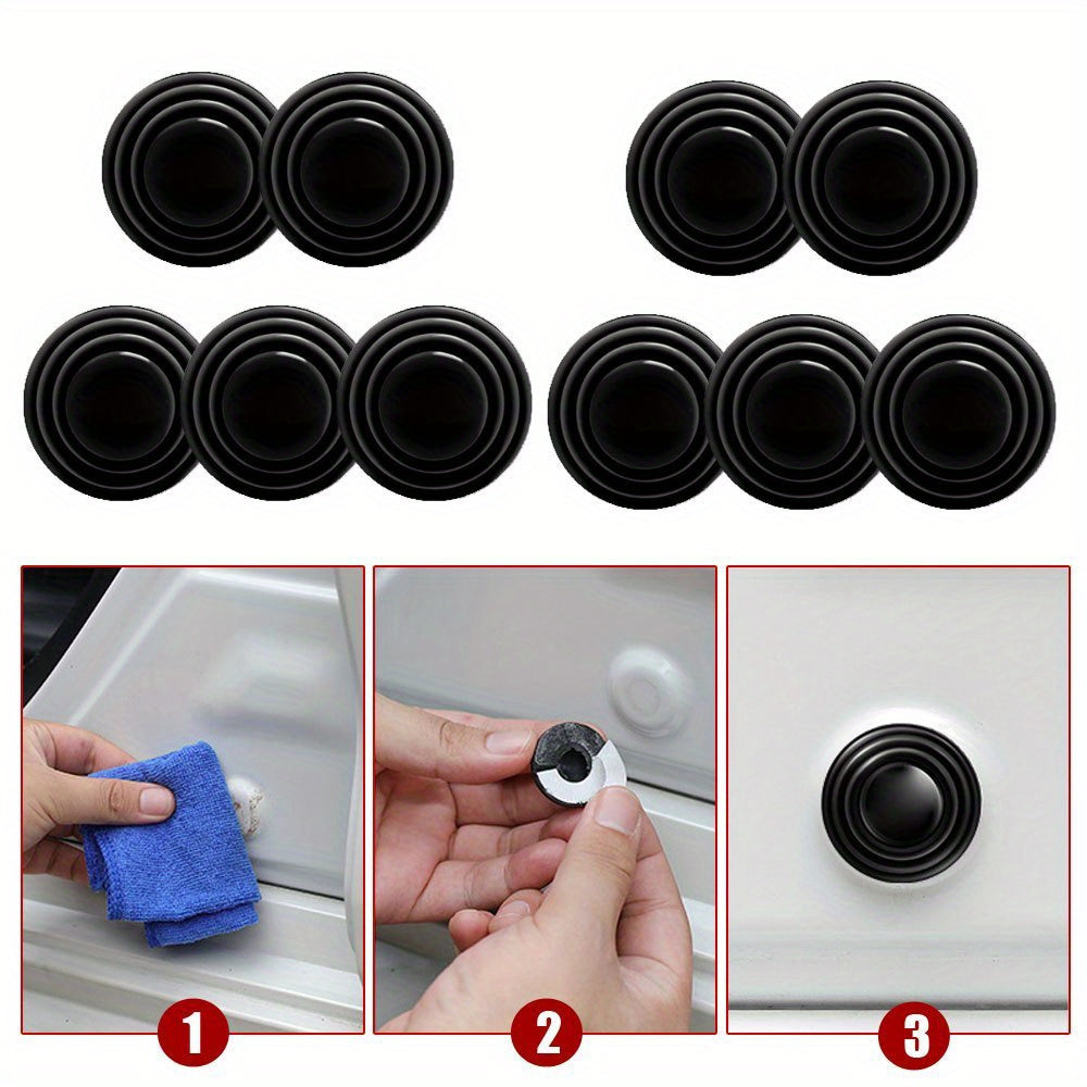 8 Pcs Car Door Trunk Sound Insulation Pads Thick Silicone Shock Absorbers
