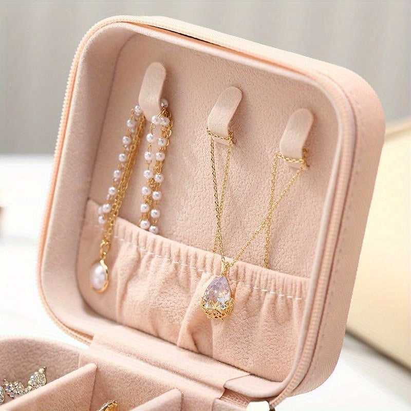 Small Portable Jewelry Box for Rings Necklaces and Studs Gift for Women and Mom