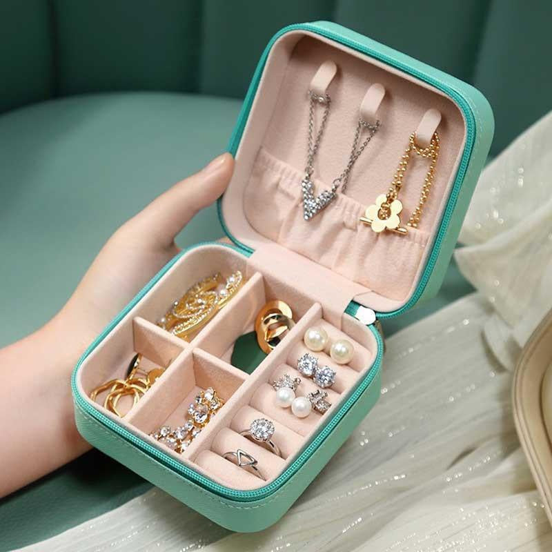 Small Portable Jewelry Box for Rings Necklaces and Studs Gift for Women and Mom