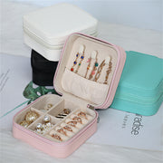 Faux Leather Jewelry Organizer with Zippered Case and Compartments in 5 Colors