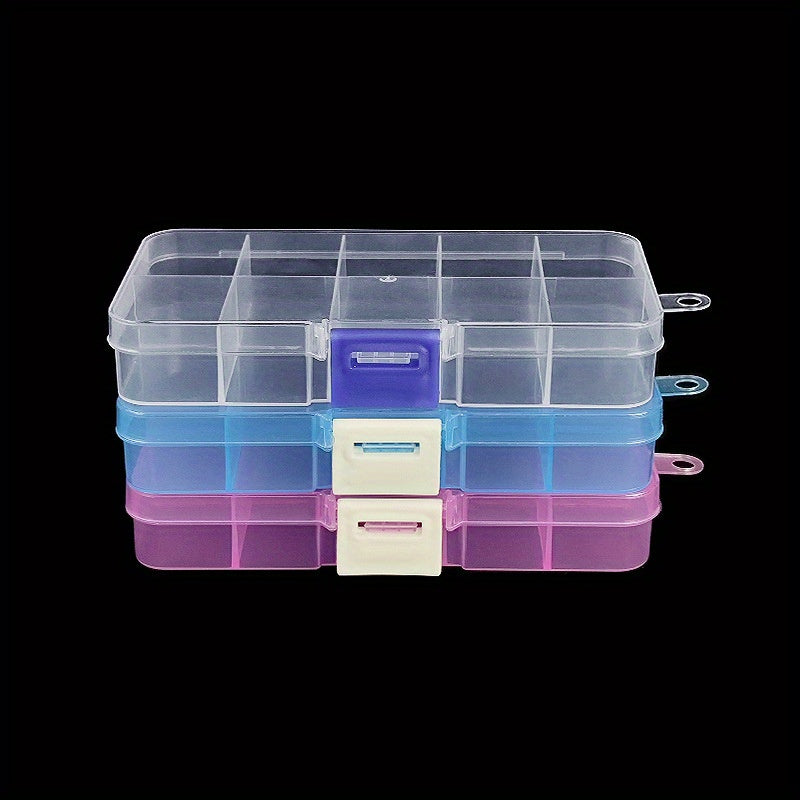 Cajas de almacenamiento de plástico transparente multicolor con divisores para joyas y accesorios