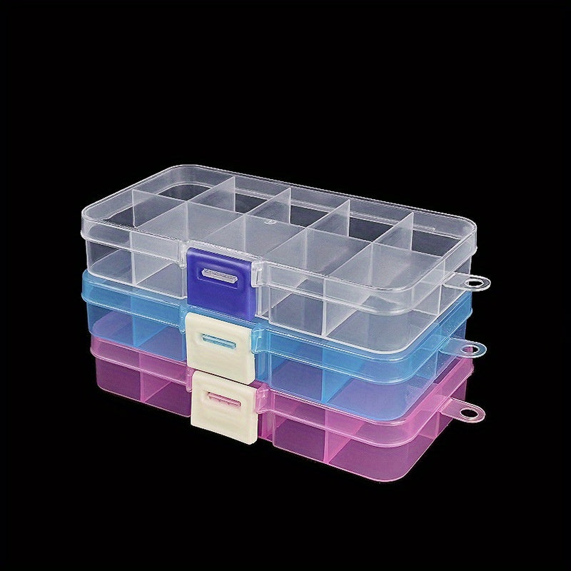 Cajas de almacenamiento de plástico transparente multicolor con divisores para joyas y accesorios
