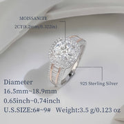 Sterling Silver Hypoallergenic Ring with 2ct Moissanite for Women Engagement Wedding