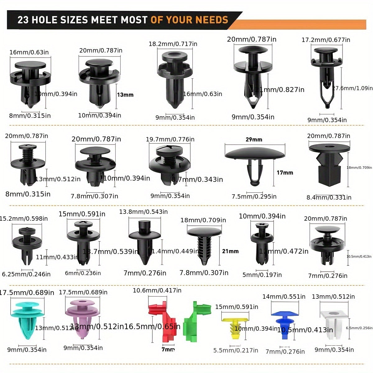 725pcs Auto Fastener Clips Car Body Panel Bumper Door Trim Rivet Kit