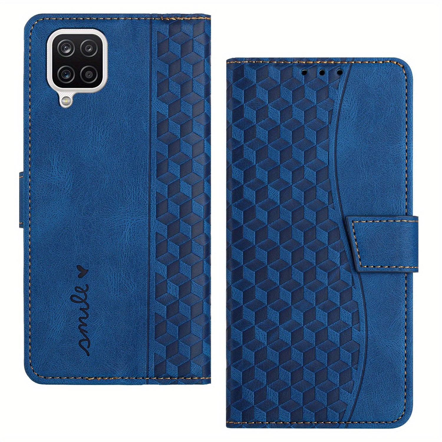 Faux Leather Phone Case with Card Holder for Galaxy A12 Magnetic Snap Closure