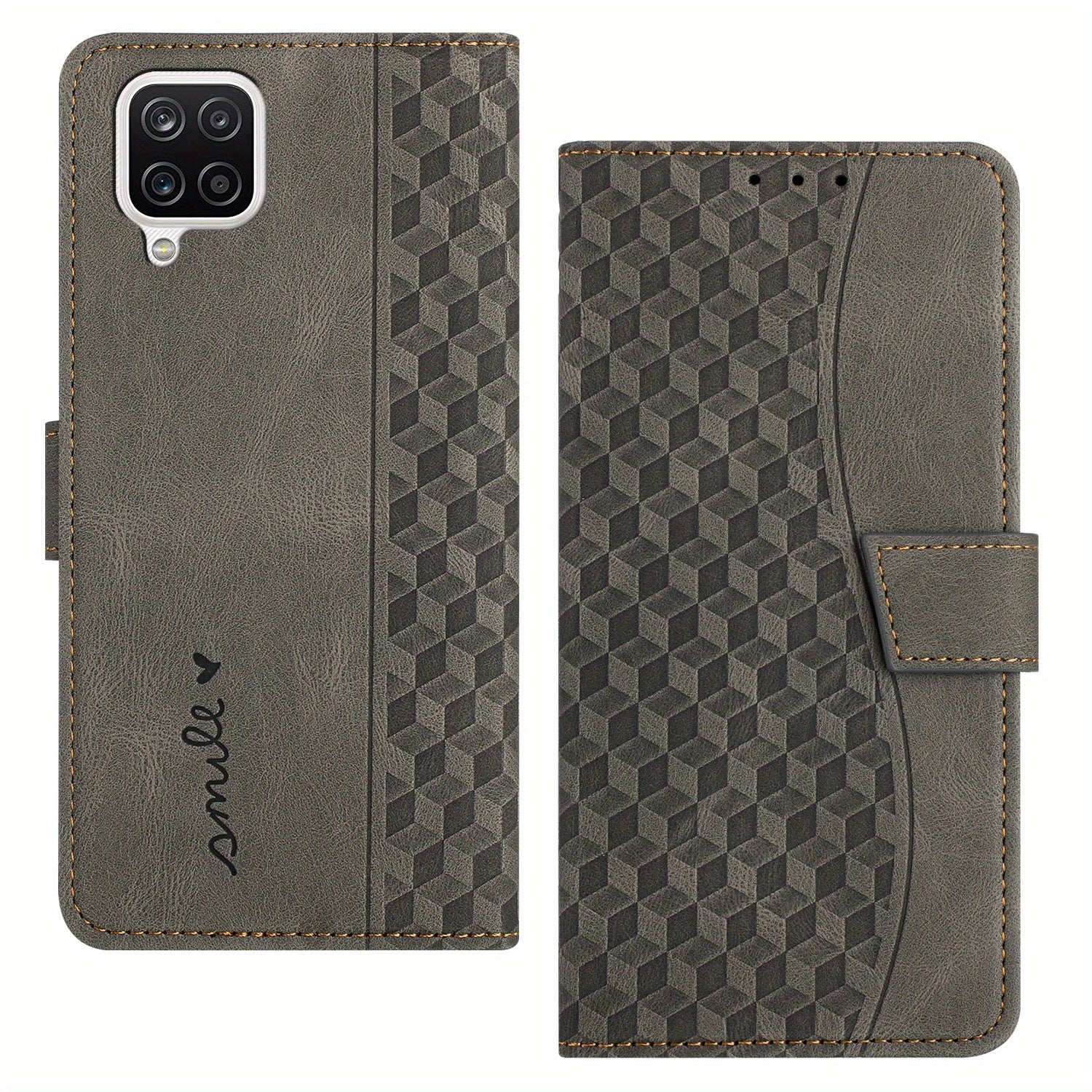 Faux Leather Phone Case with Card Holder for Galaxy A12 Magnetic Snap Closure