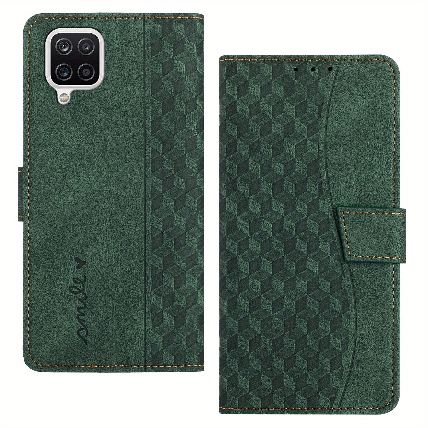 Faux Leather Phone Case with Card Holder for Galaxy A12 Magnetic Snap Closure