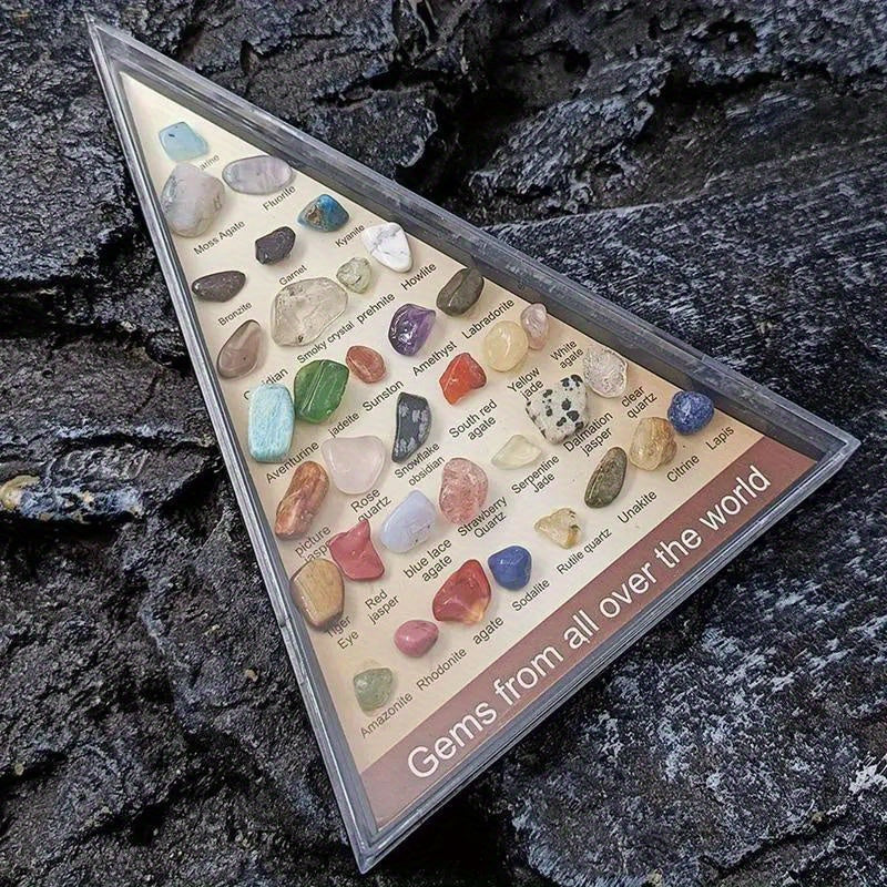 36-Piece Mineral Specimen Set in Collection Box for Research Education or Home Decor