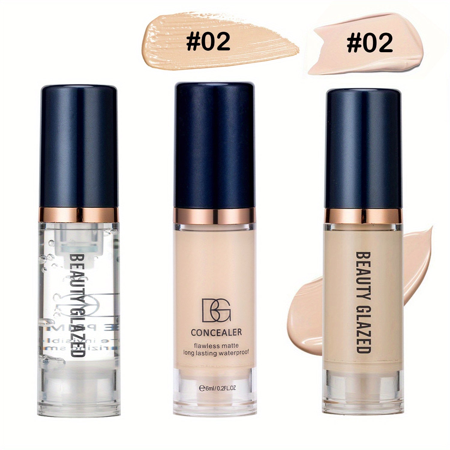 Three-Piece Makeup Set Primer Concealer Liquid Foundation Matte Waterproof for Beginners and Travel