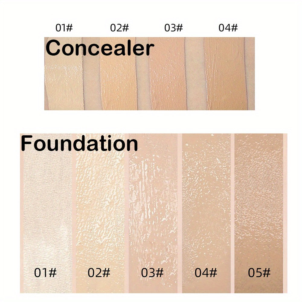 Three-Piece Makeup Set Primer Concealer Liquid Foundation Matte Waterproof for Beginners and Travel