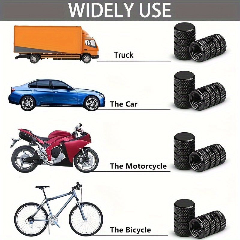 4 Pack Anodized Aluminum Tire Valve Caps Universal Corrosion Resistant for Cars Trucks Bikes