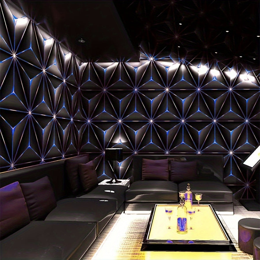 Modern Technology Style 3D Glowing Waterproof Self-Adhesive Wallpaper for Living Room Bedroom Office