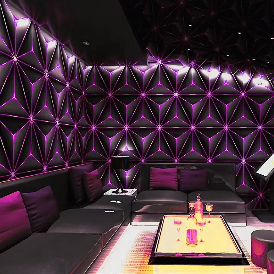 Modern Technology Style 3D Glowing Waterproof Self-Adhesive Wallpaper for Living Room Bedroom Office