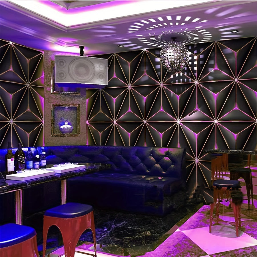 Modern Technology Style 3D Glowing Waterproof Self-Adhesive Wallpaper for Living Room Bedroom Office