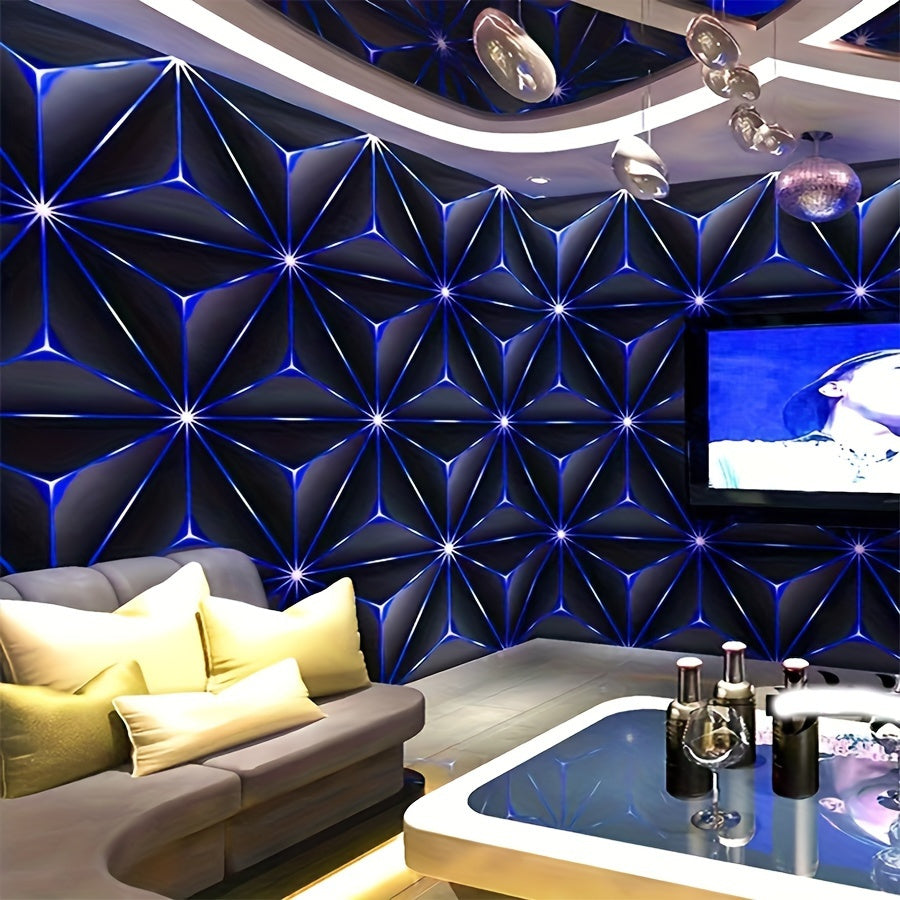 Modern Technology Style 3D Glowing Waterproof Self-Adhesive Wallpaper for Living Room Bedroom Office