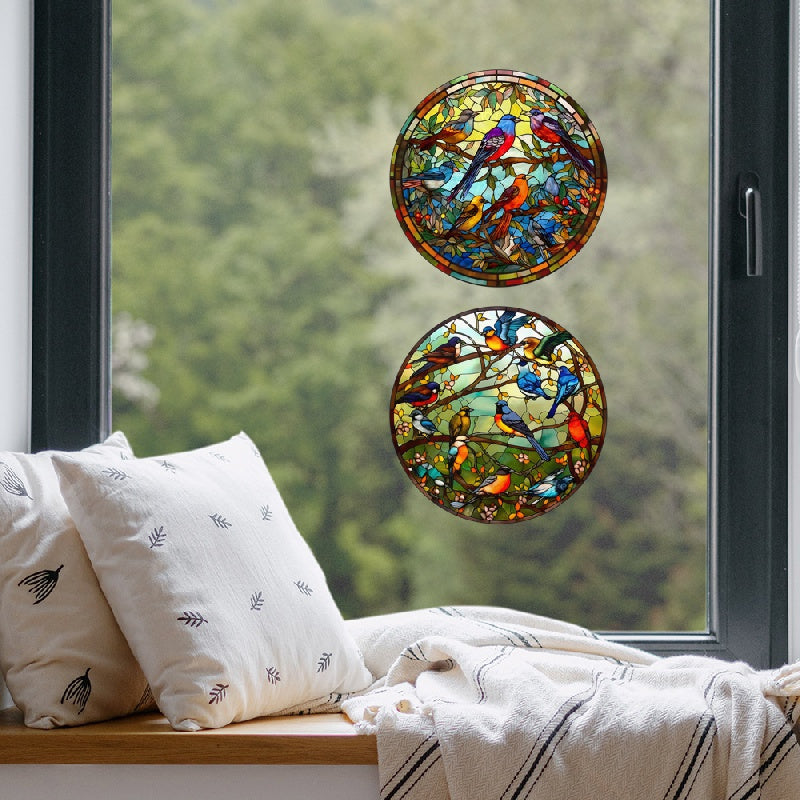 Car Van Home Decoration Static Cling Window Sticker Sunflower Bird Jungle