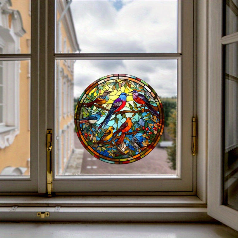 Car Van Home Decoration Static Cling Window Sticker Sunflower Bird Jungle