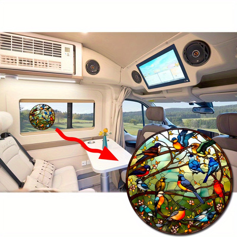 Car Van Home Decoration Static Cling Window Sticker Sunflower Bird Jungle