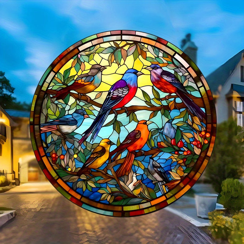 Car Van Home Decoration Static Cling Window Sticker Sunflower Bird Jungle