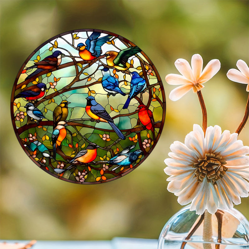 Car Van Home Decoration Static Cling Window Sticker Sunflower Bird Jungle