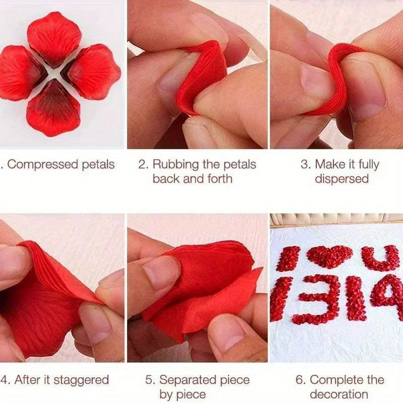 Fake Red Rose Petals for Wedding and Valentine's Day Decor 1000 Pack
