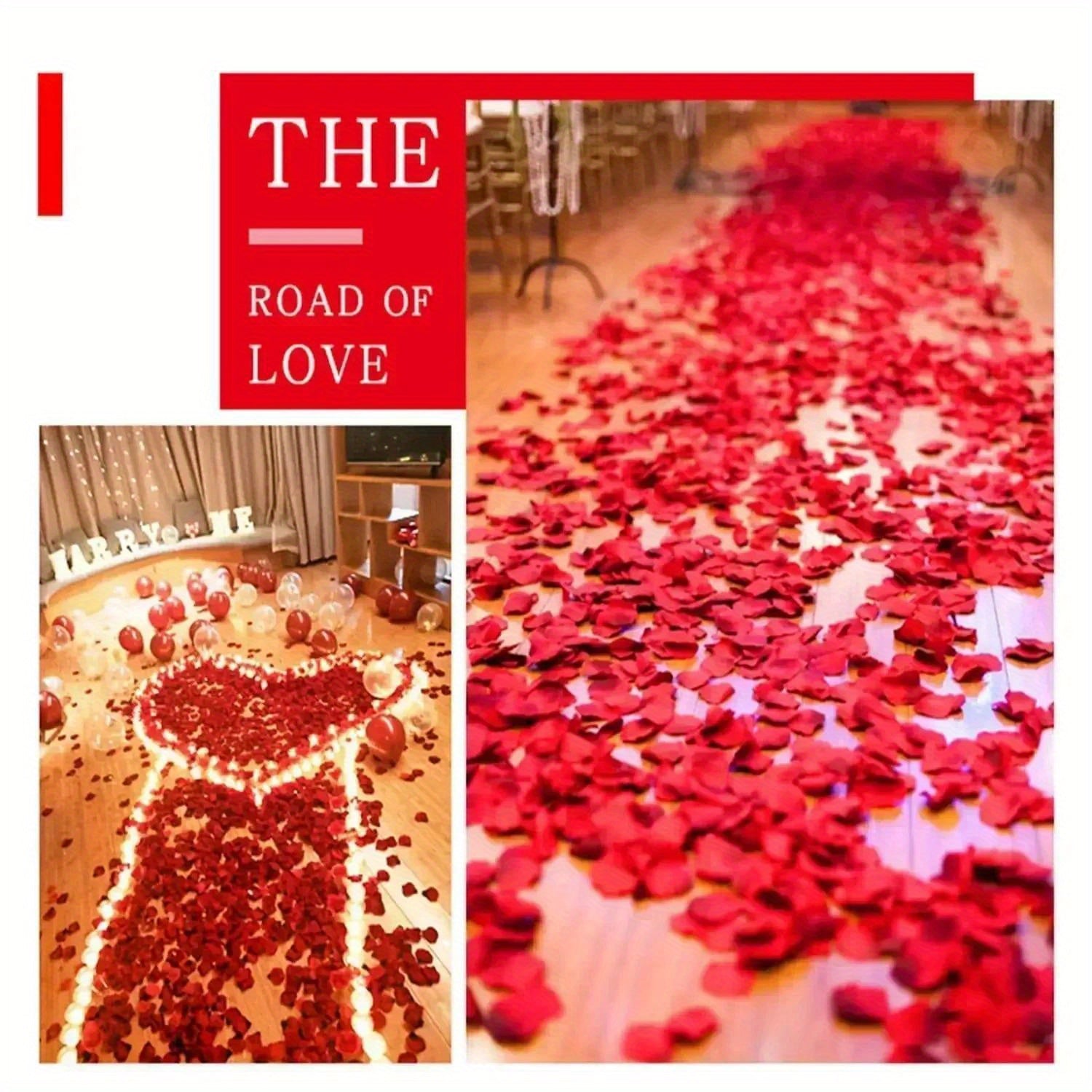 Fake Red Rose Petals for Wedding and Valentine's Day Decor 1000 Pack
