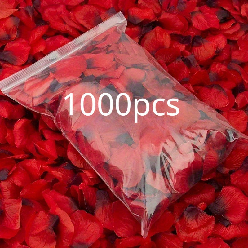 Fake Red Rose Petals for Wedding and Valentine's Day Decor 1000 Pack