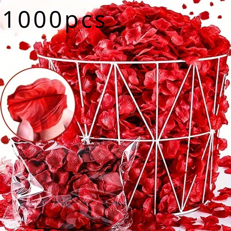 Fake Red Rose Petals for Wedding and Valentine's Day Decor 1000 Pack