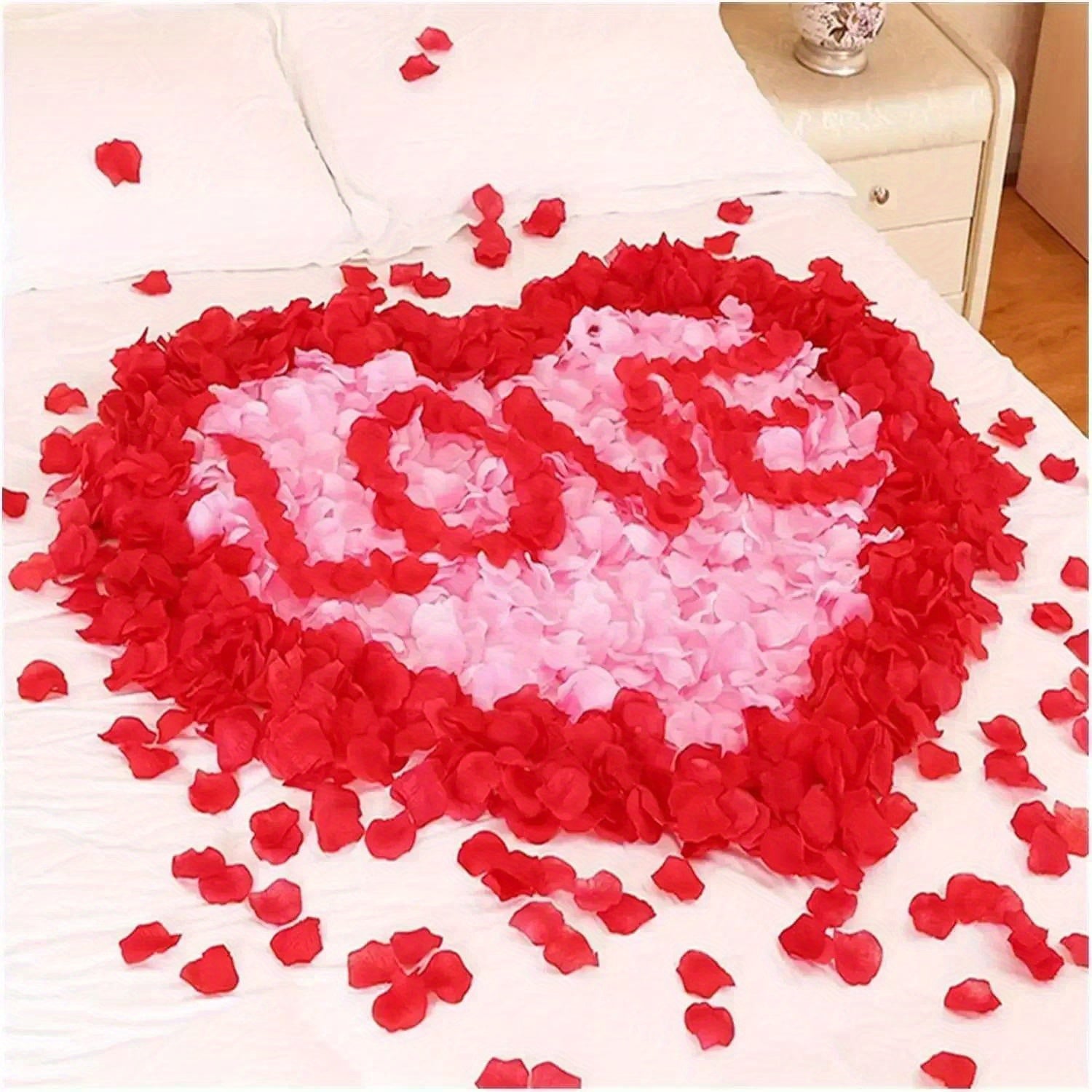 Fake Red Rose Petals for Wedding and Valentine's Day Decor 1000 Pack