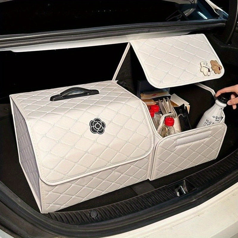 Faux Leather Car Trunk Organizer Durable Storage Box Multiple Sizes