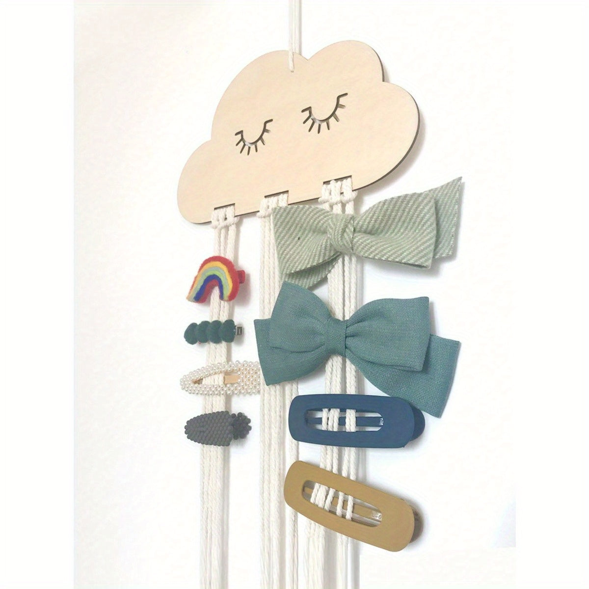 Organizador de accesorios para el cabello de niñas, soporte para lazo de pelo tejido para almacenamiento en la habitación de los niños