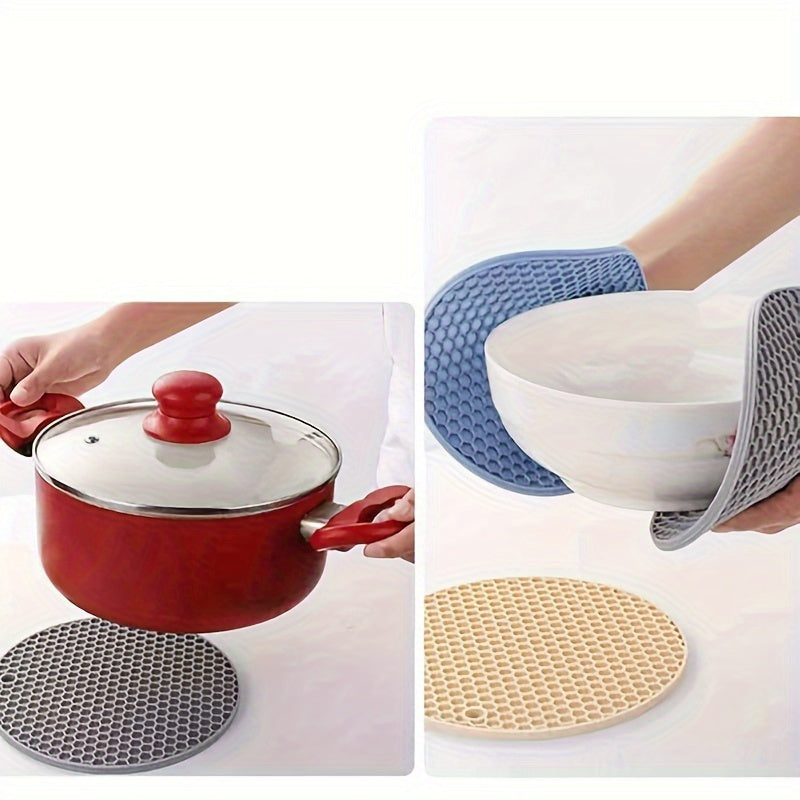 Juego de 5 posavasos de silicona redondos resistentes al calor, anti-quemaduras, aptos para lavavajillas, accesorios de cocina para mesa