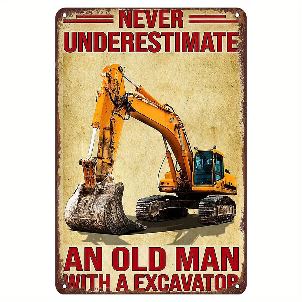 Cartel de hojalata vintage con humor del anciano excavador para decoración de pared en oficina, garaje, cocina y tienda