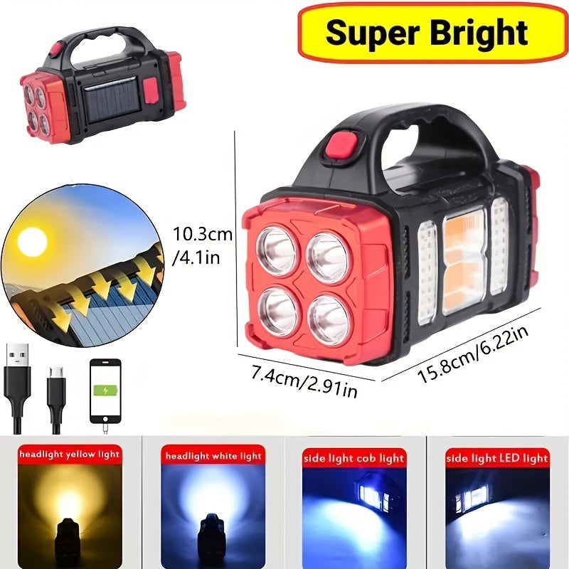 LED Solar Camping Light Rechargeable Portable Flashlight for Hiking and Outdoor Activities