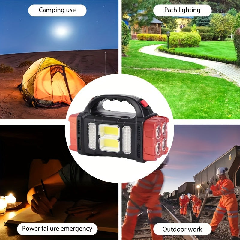 LED Solar Camping Light Rechargeable Portable Flashlight for Hiking and Outdoor Activities