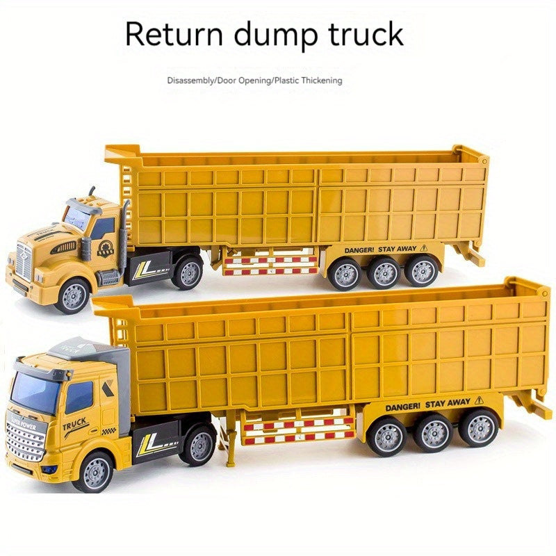 Yellow Plastic Toy Semi-Trailer Truck for Engineering Dump and Oil Tanker for Boys 3+