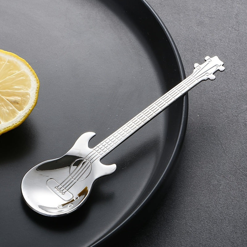 Stainless Steel Guitar-Shaped Spoon for Coffee Tea Desserts Ice Cream Kitchen Utensil