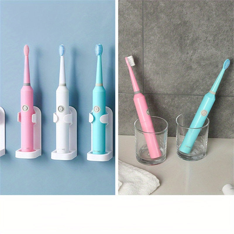 Wall Mount Toothbrush Holder Plastic Open Storage No Electricity Bathroom Accessory