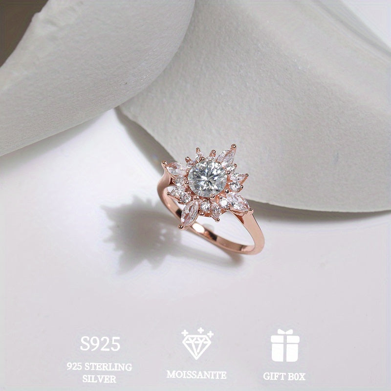Sterling Silver Rose Gold 1ct Moissanite Star Ring Engagement Valentine Gift